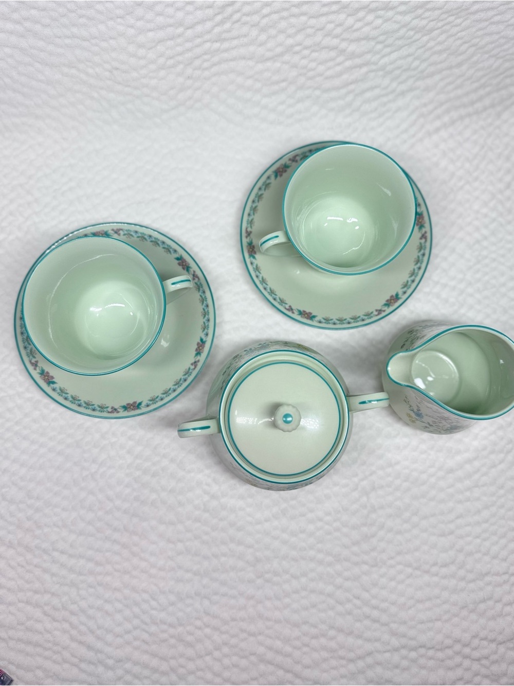 Vintage Noritake Paradise Green 8223 Tea Set Cups Sugar Creamer Japan - Picture 3 of 13